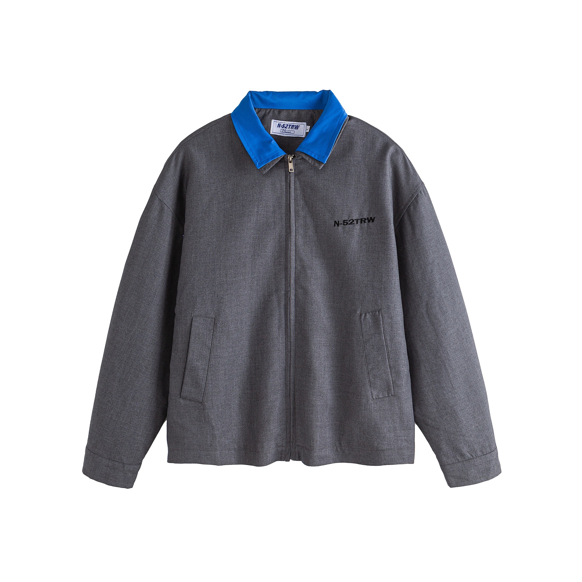 Slogan Embroidery Color-blocked Double-layer Collar Workwear Jacket Coat