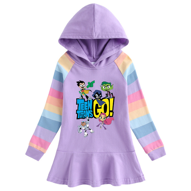 Cotton Cartoon Rainbow Girls' Dress