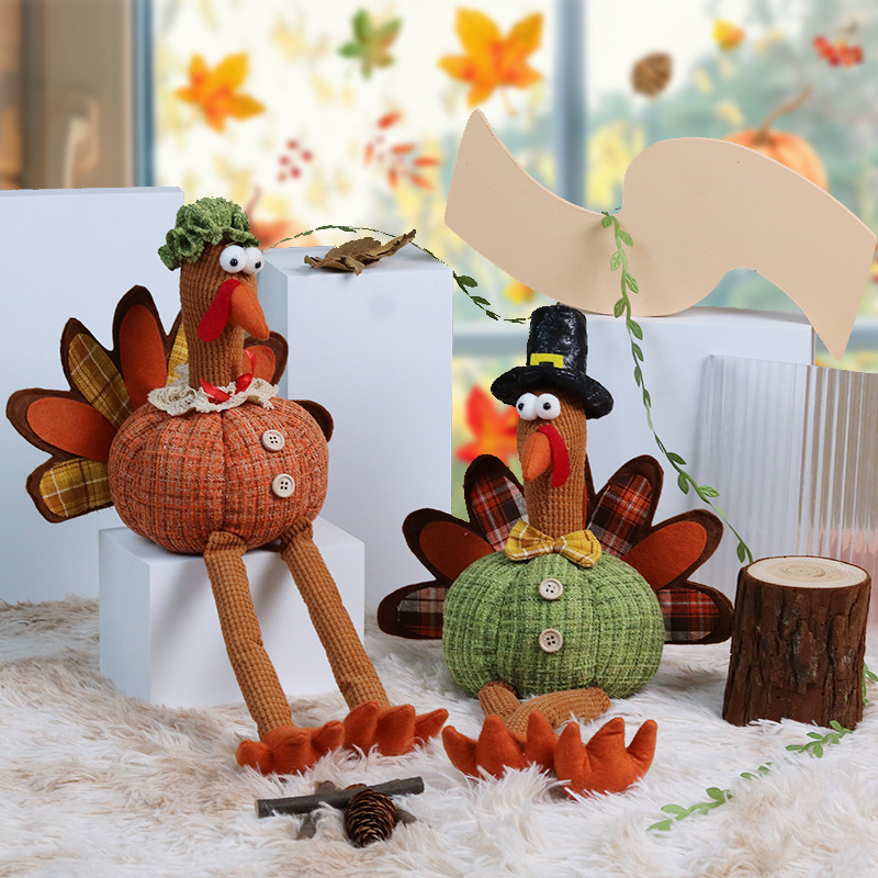 Thanksgiving Decoration Creative Hanging Leg Turkey Plush Autumn Party Home Kitchen Decorative