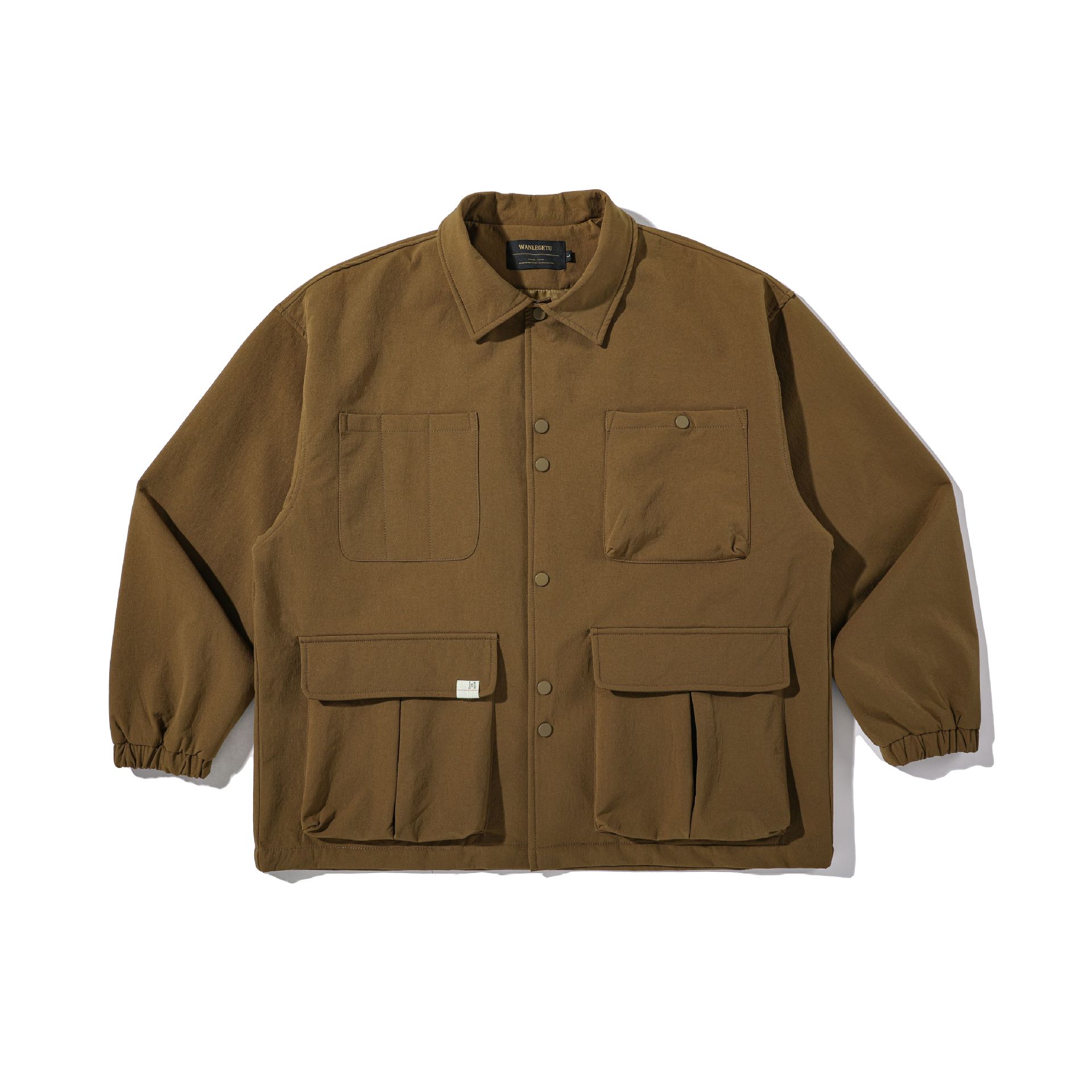Loose Fit Workwear Lapel Jacket for Men Solid Color Outerwear