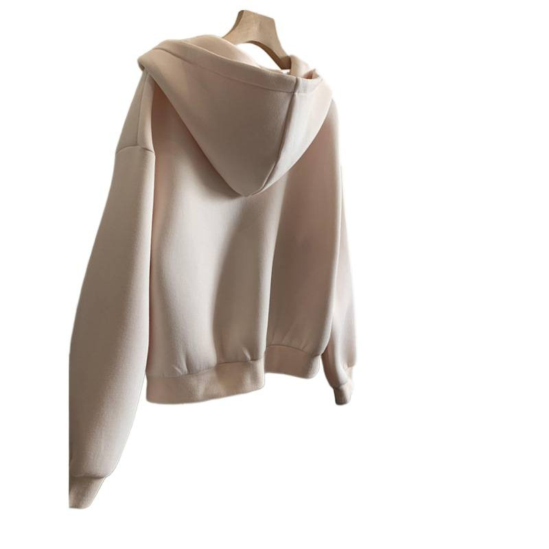 Women's Color-Block Hooded Zip-Up Long Sleeve Loose Fit Sweatshirt
