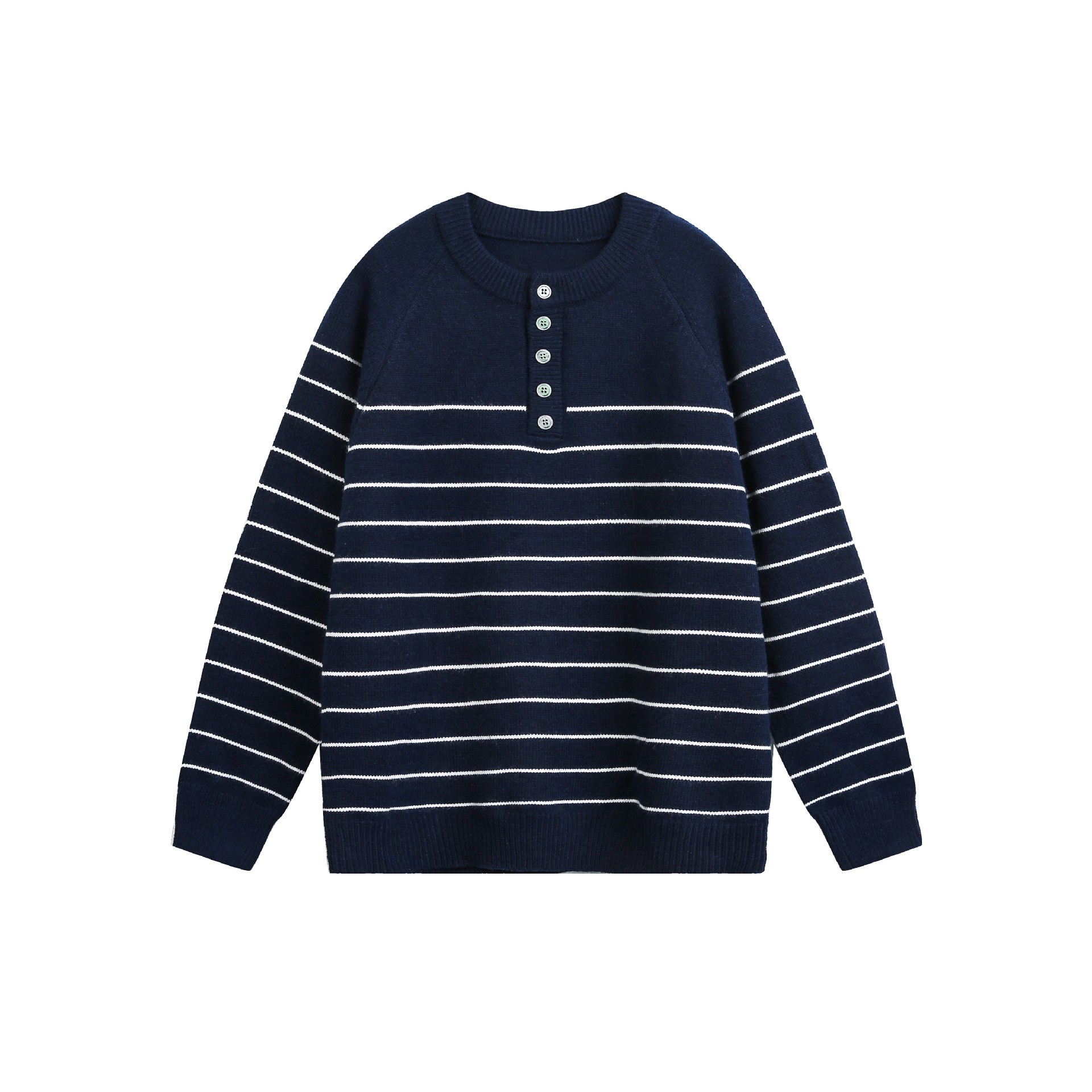 Stripe Long Sleeve Henley Neck Men's Sweater