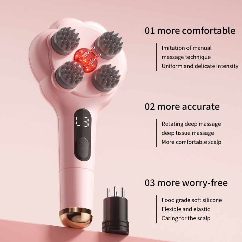 Cat Paw Air Cushion Massage Comb, Portable Kneading Hair Brush with Cleaning Function, Practical
