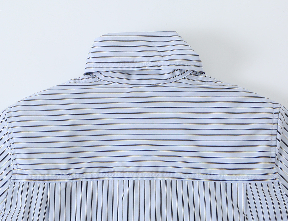 Tie-Neck Striped Shirt