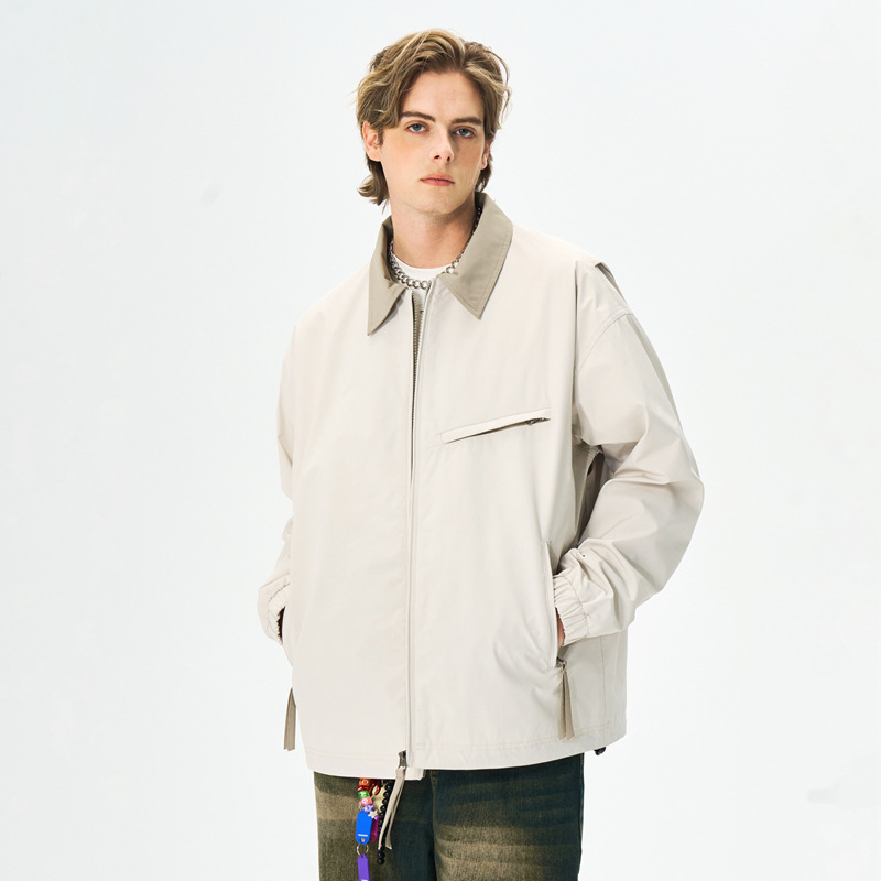 Vintage Outdoor Color Block Lapel Casual Jacket
