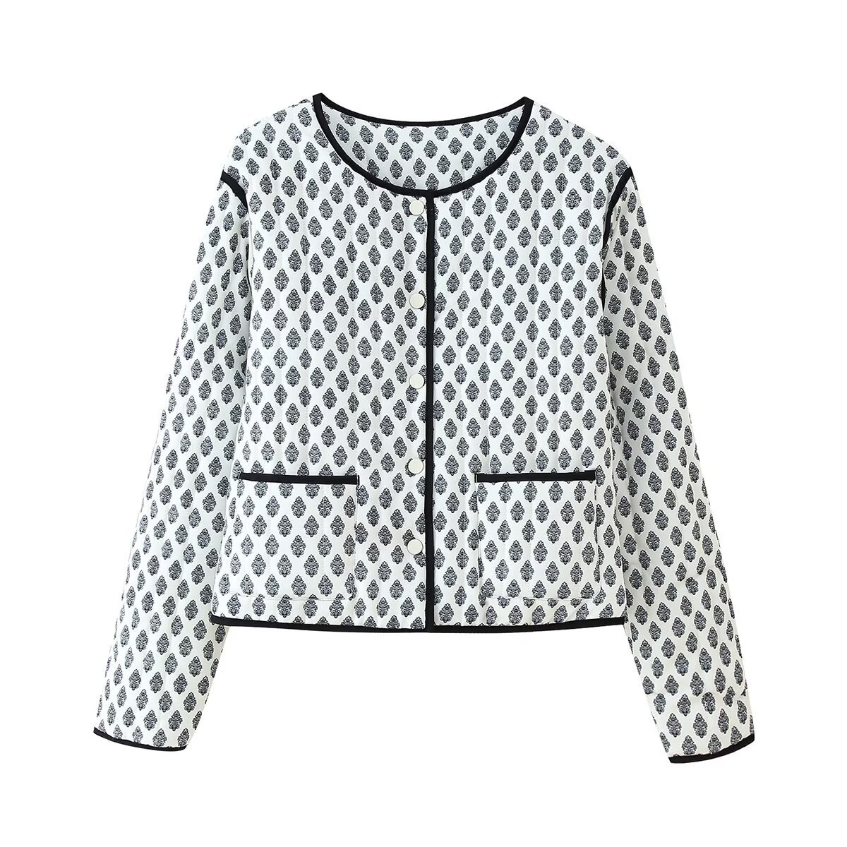 Loose round neck long sleeved jacket