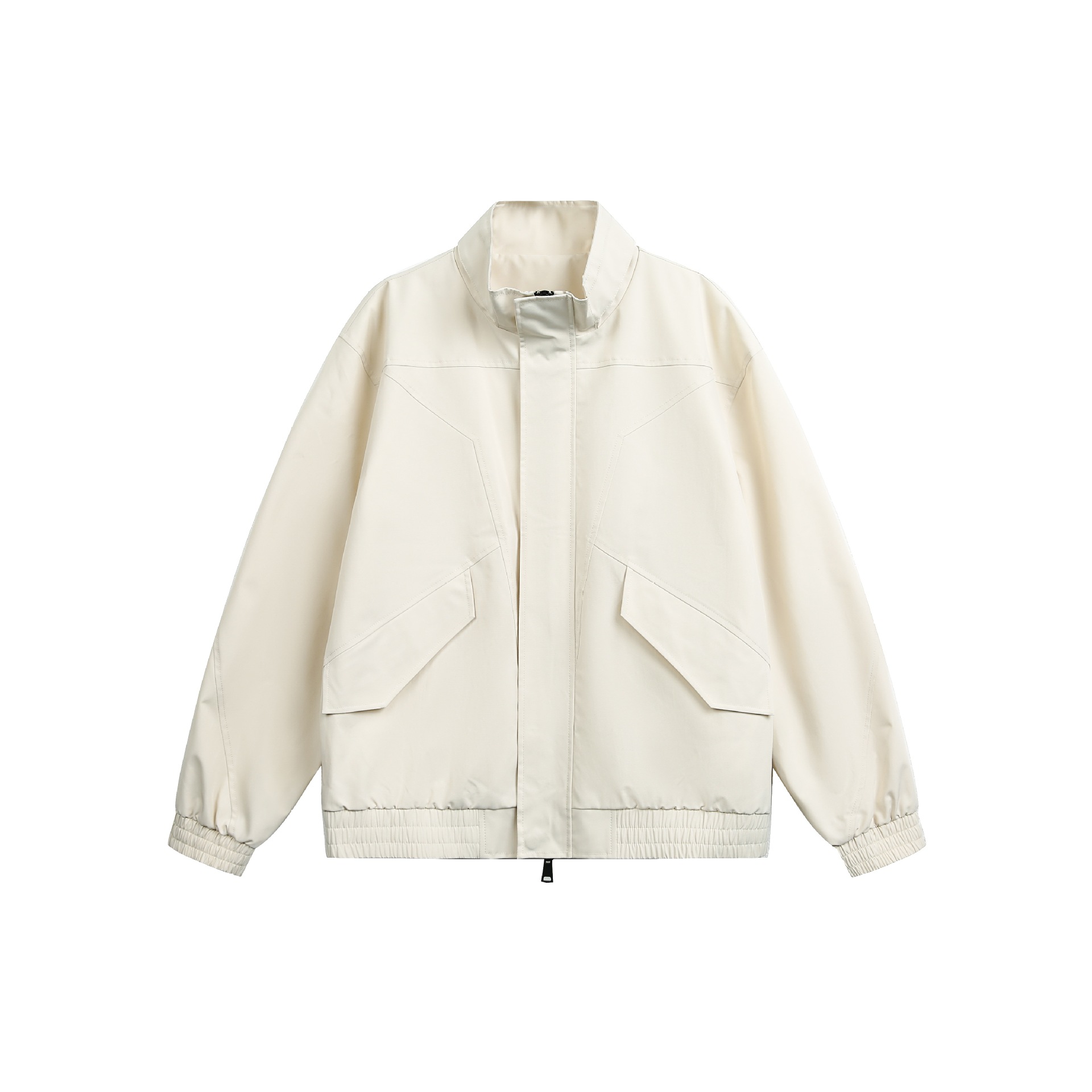 Deconstructed Design Shirt Loose Zip-Up Stand Collar Flight Jacket