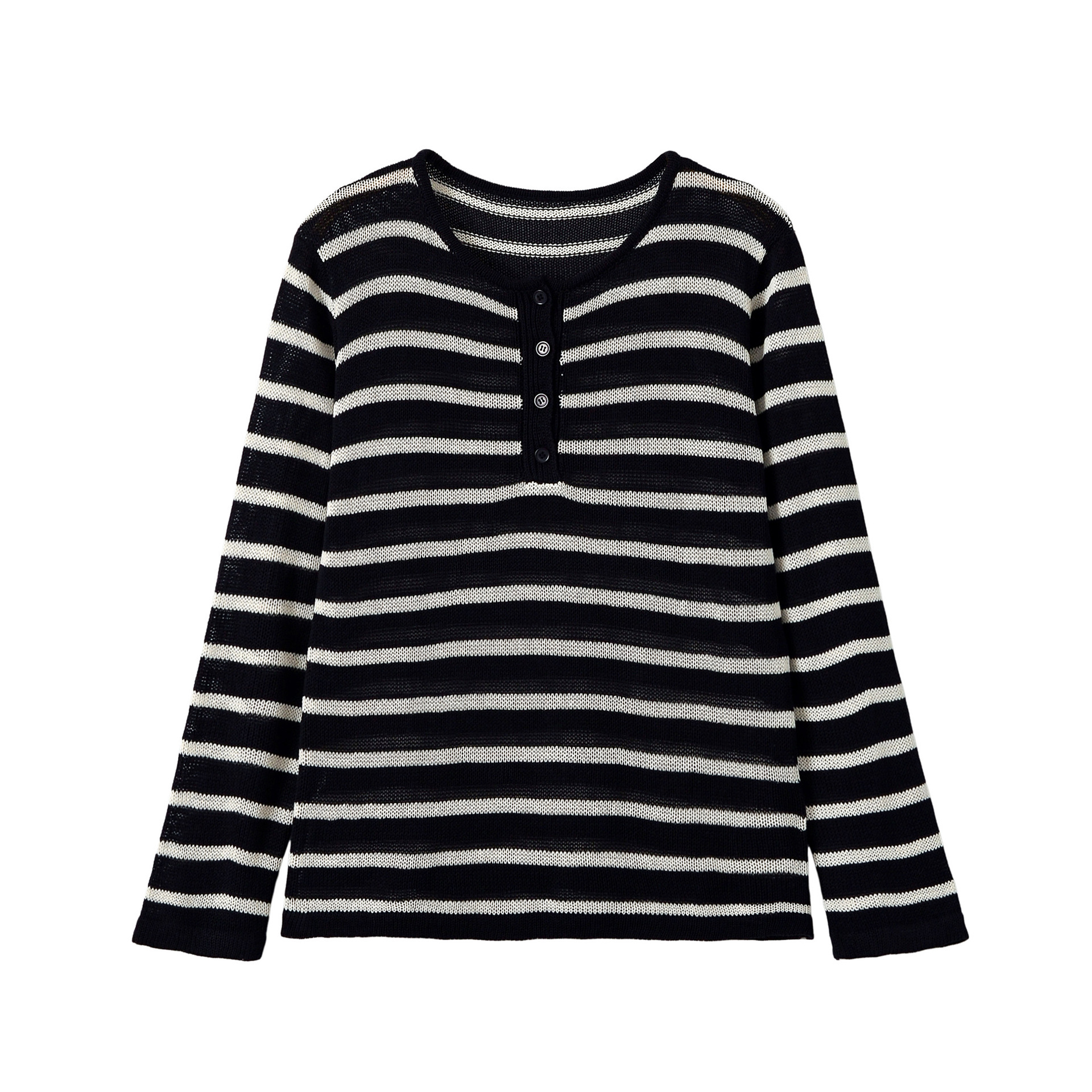 Striped button T-shirt