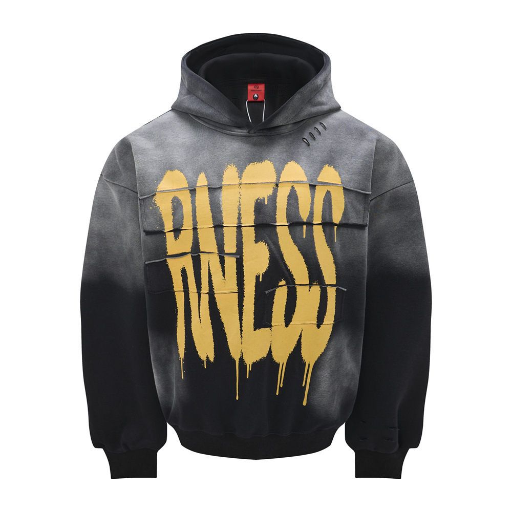 Gradient spray painting for dirty hoodies