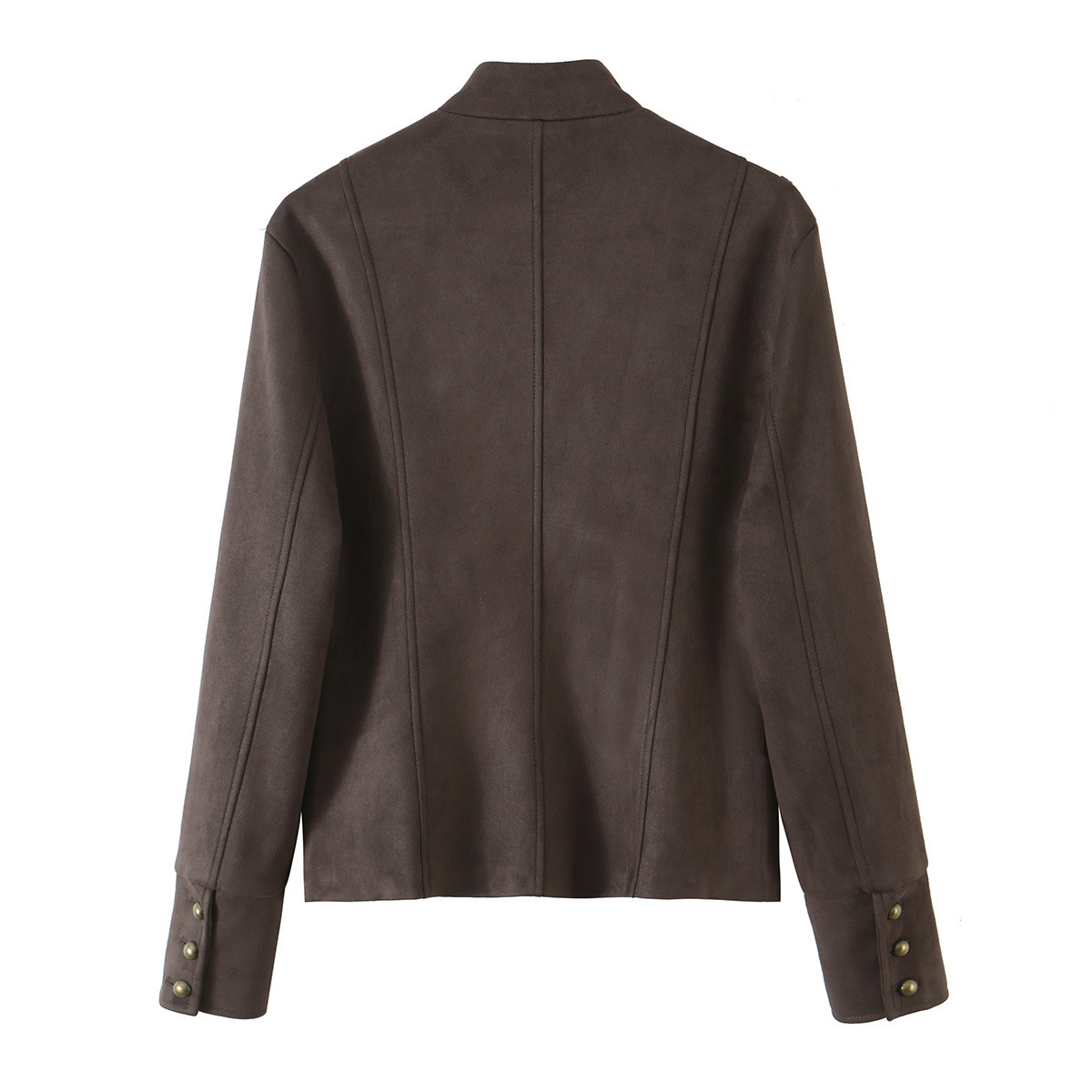 Button-Detail Faux Suede Jacket