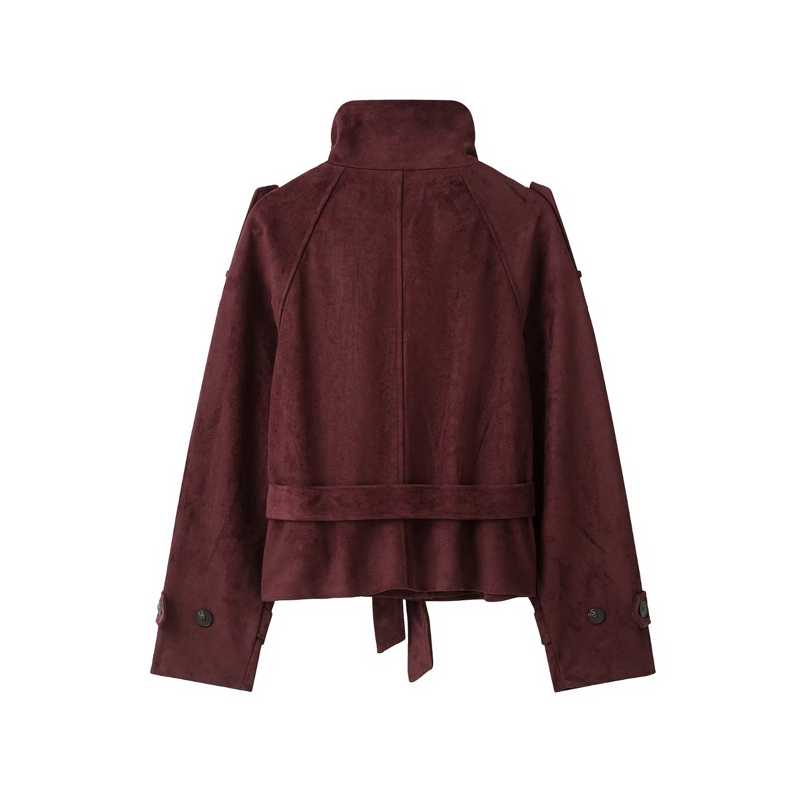 Belted Stand-Collar Jacket