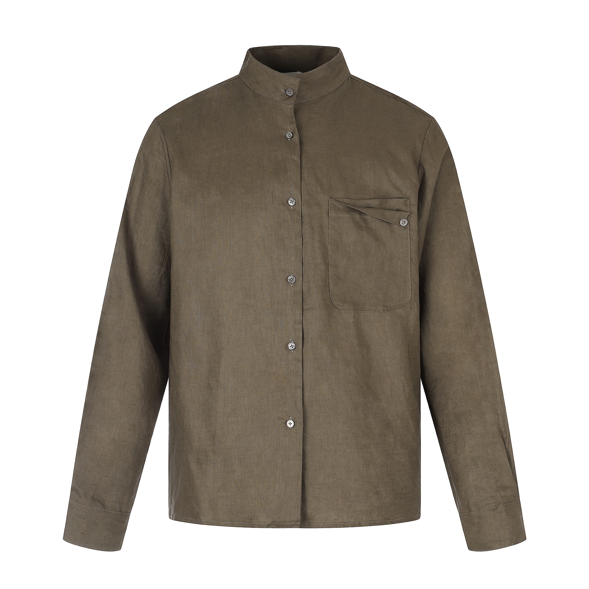Long Sleeve Mandarin Collar Linen Shirt Vintage Modern Chinese Style Relaxed Fit