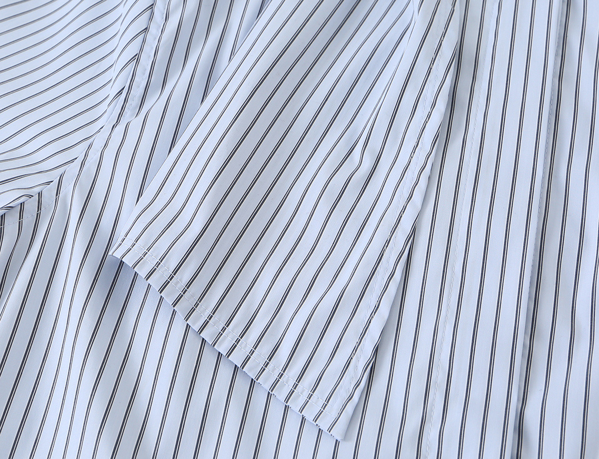 Tie-Neck Striped Shirt