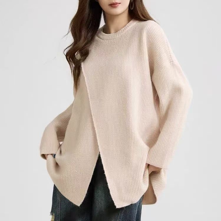 Oversized Irregular Slit Knit Cardigan
