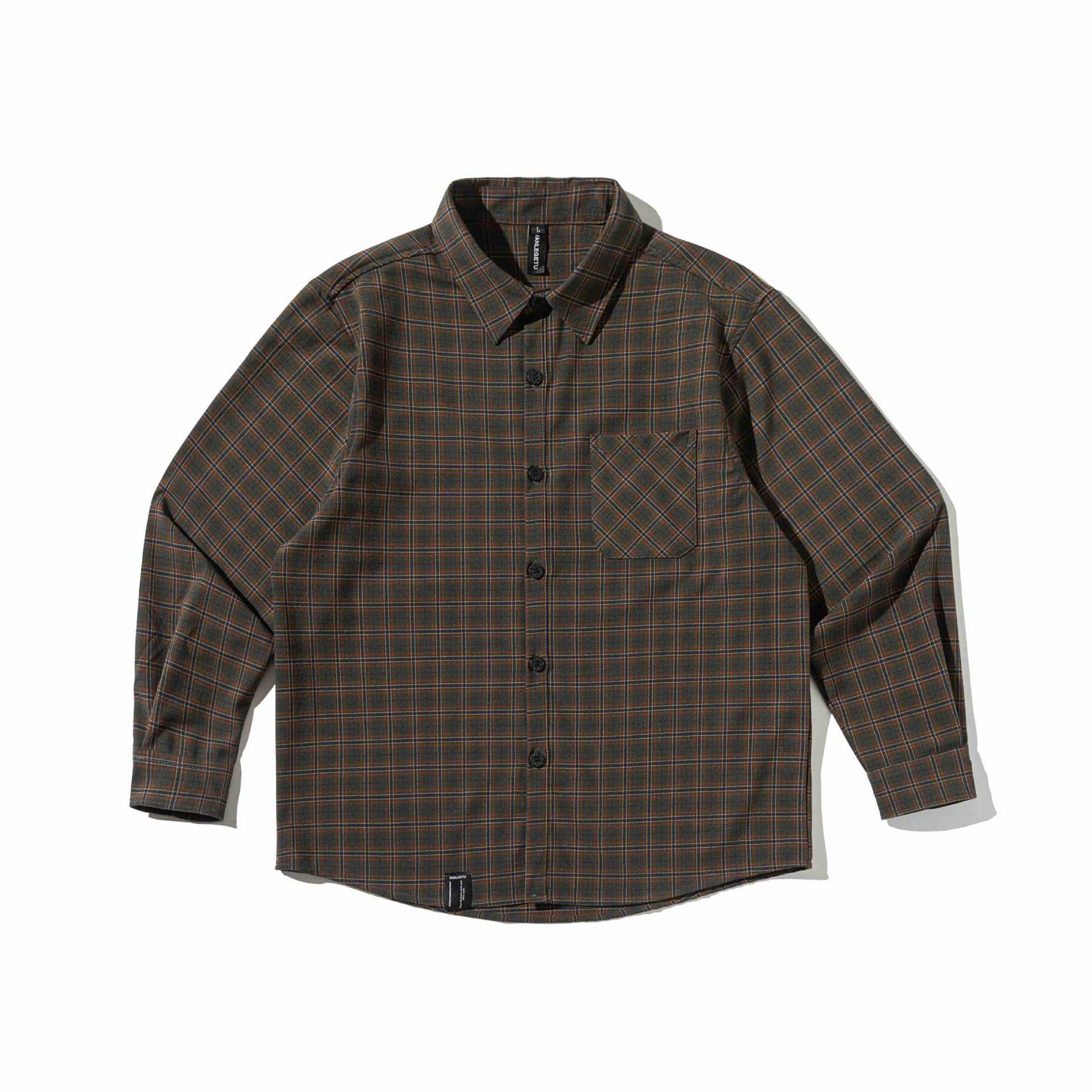 Plaid Long Sleeve Shirt Men Loose Oversized Pocket Layering Shirt