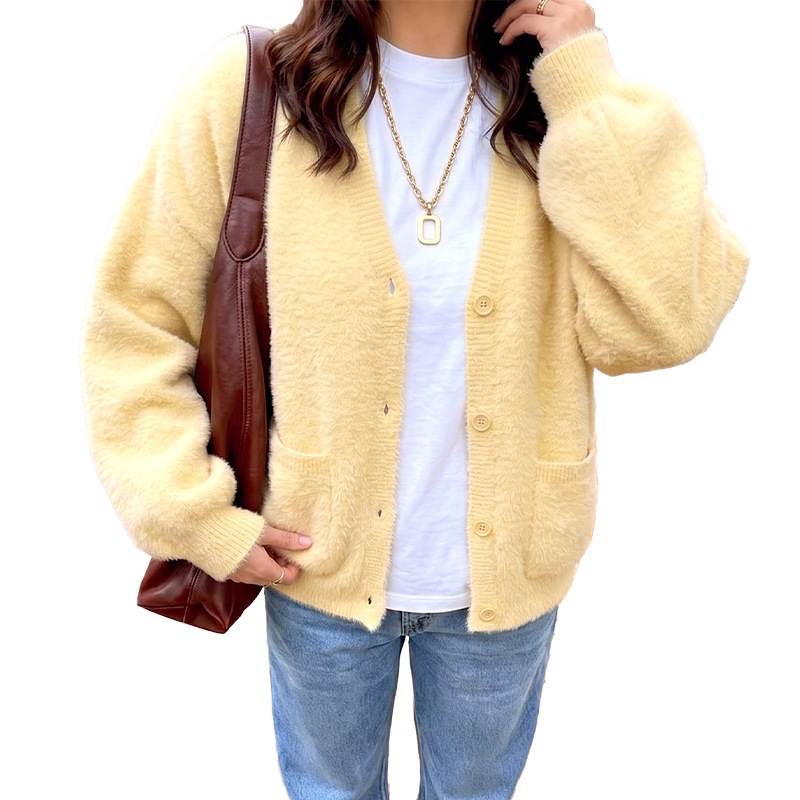 V-neck cardigan sweater