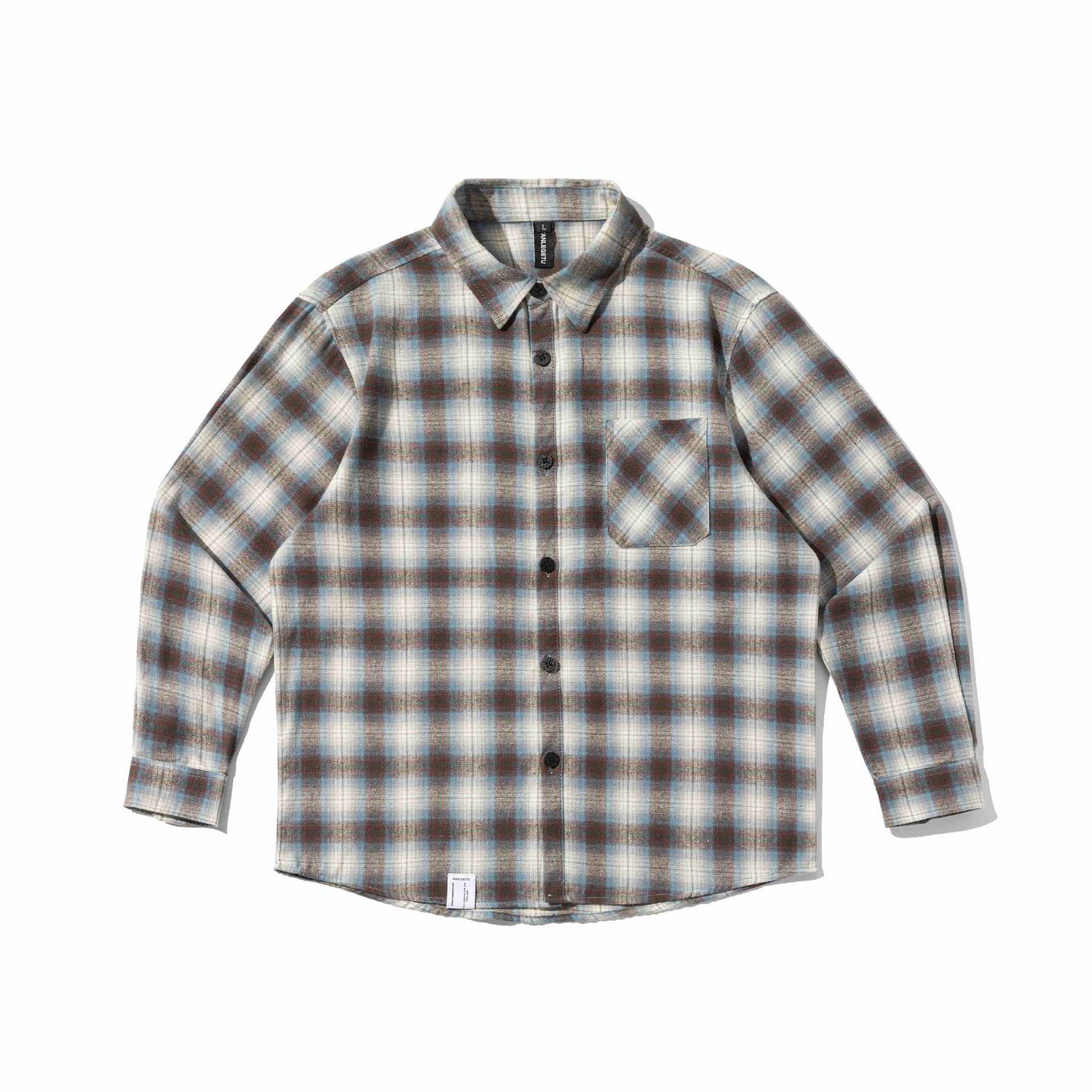 Long Sleeve Shirt for Men, Loose Fit, Color-blocked Casual Button-up Shirt