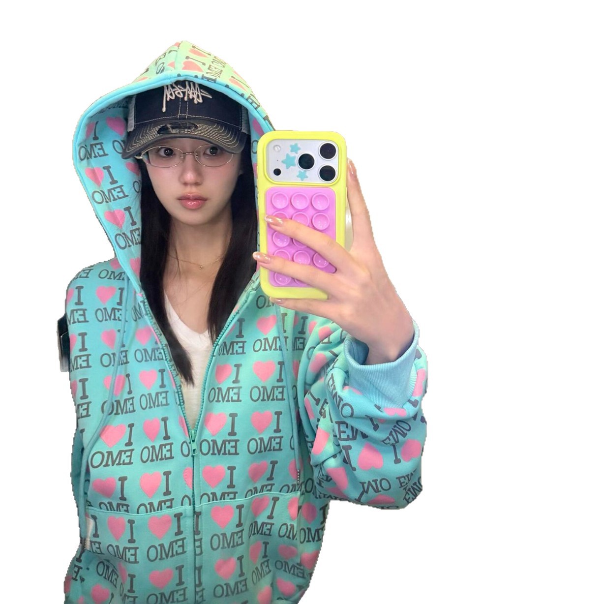 Mint Green Hoodie for Women, Casual Loose Style