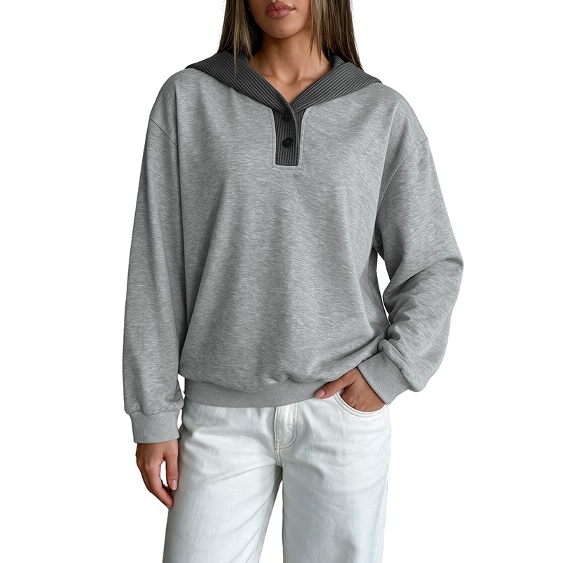 Color blocking splicing fake two-piece hooded sweatshirt