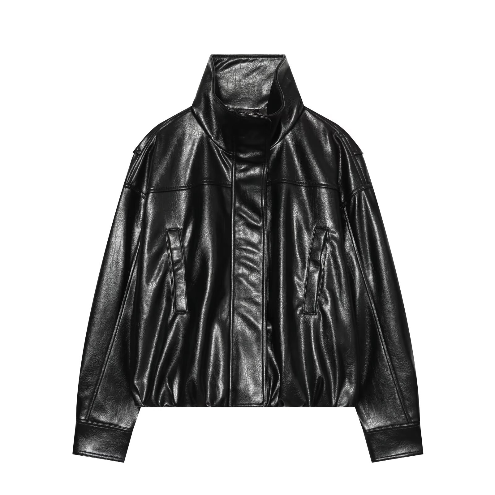 Imitation leather effect women's pilot jacket