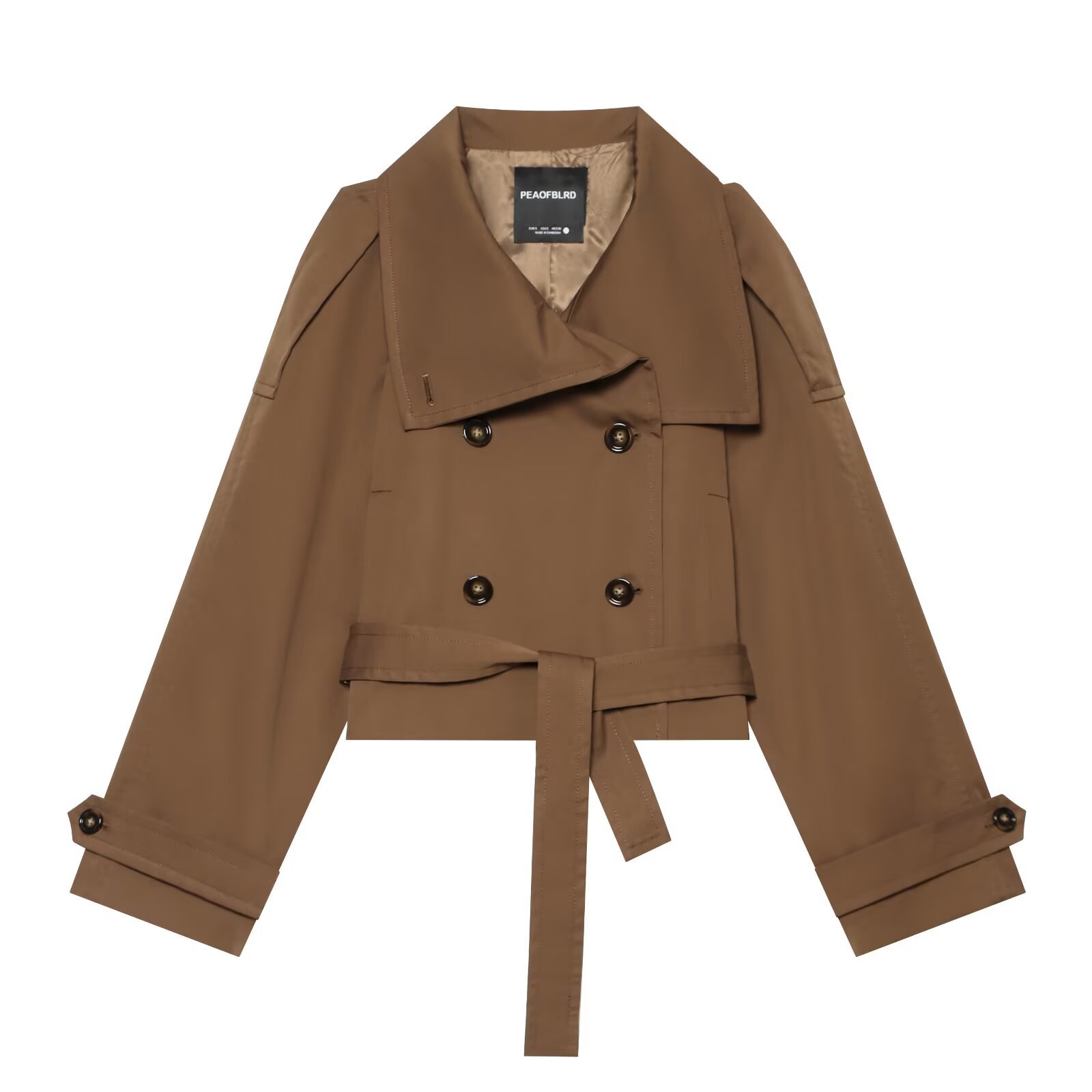 Double breasted waistband large corridor windbreaker jacket for women