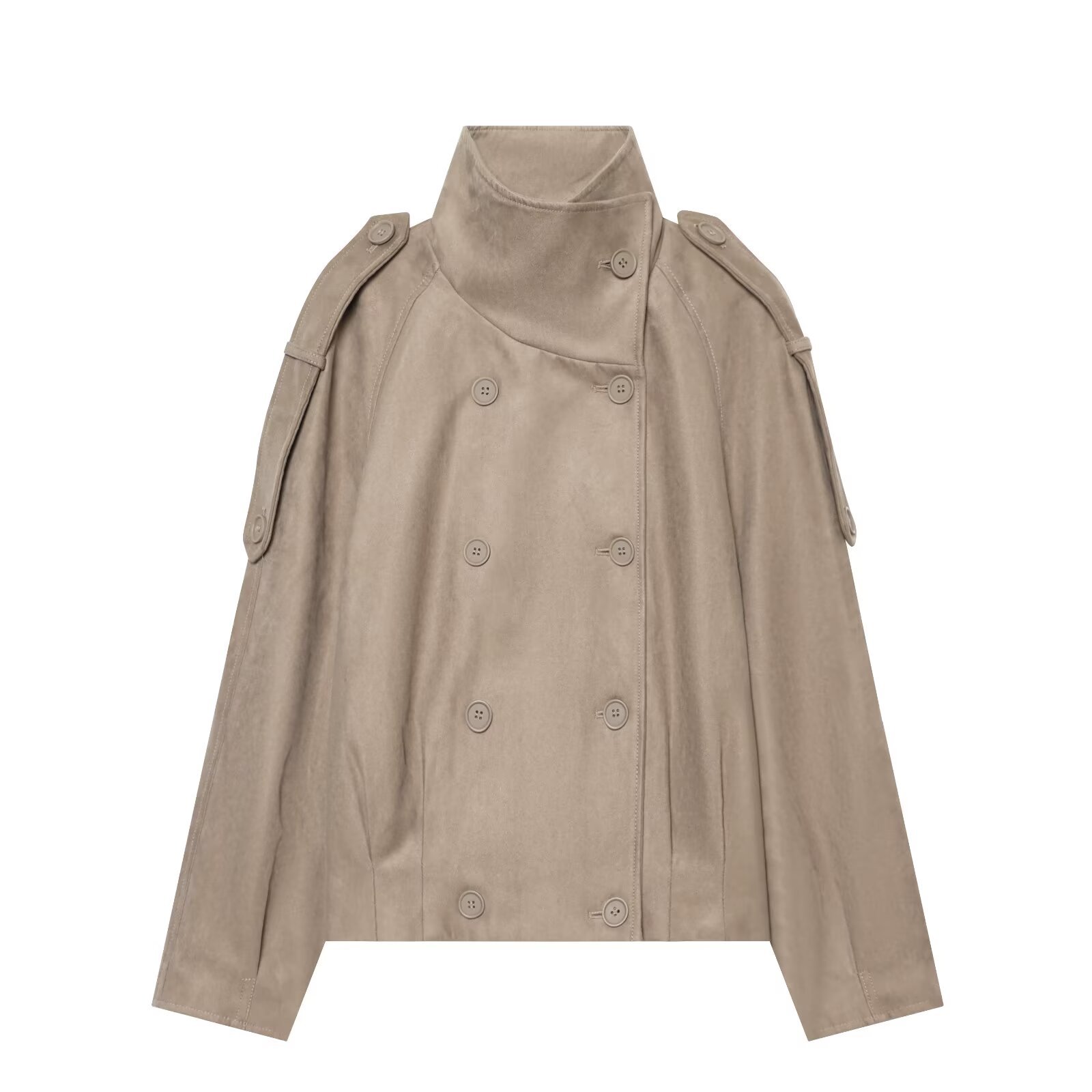 Double breasted stand up collar jacket