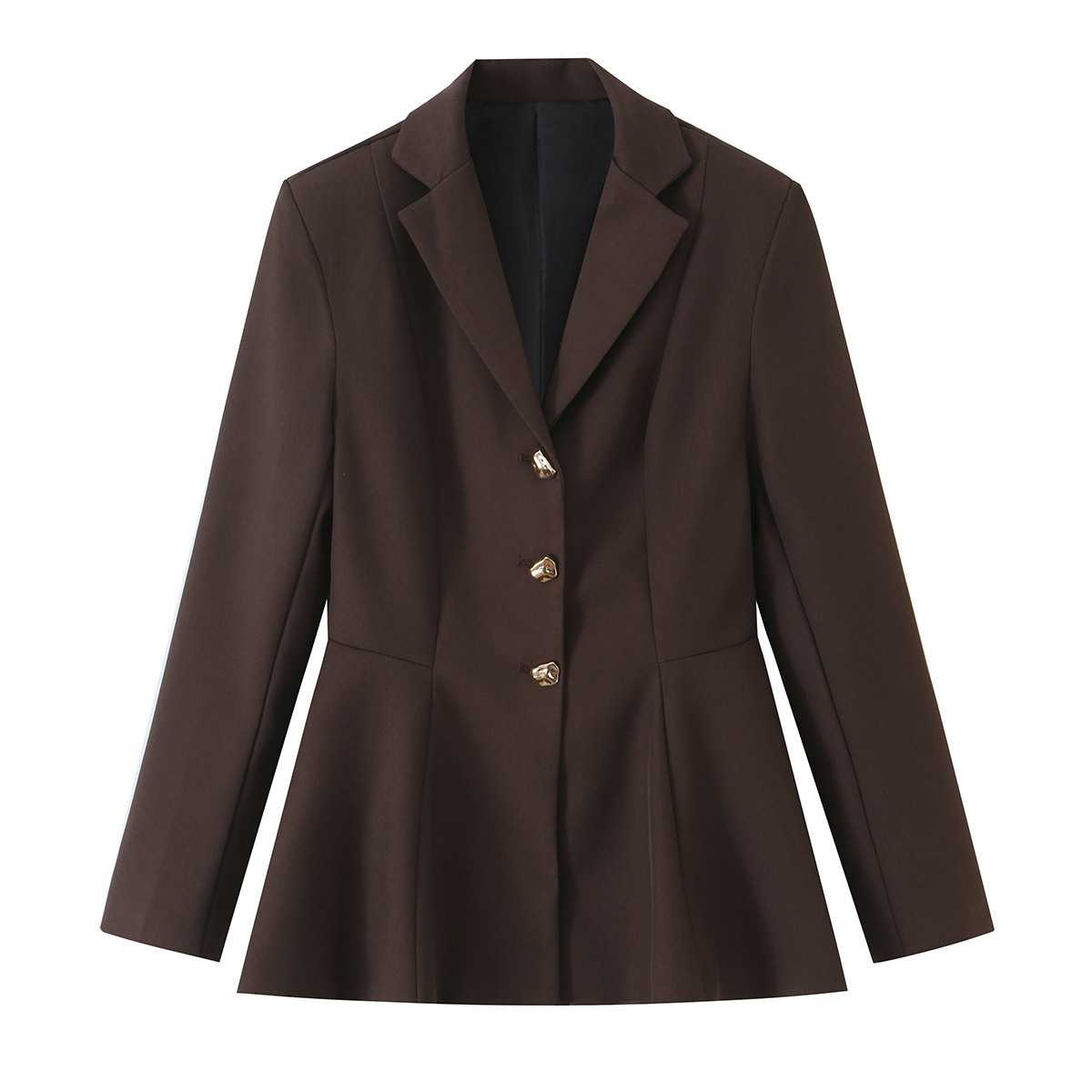 Casual irregular hem waist cinched metal button suit for women