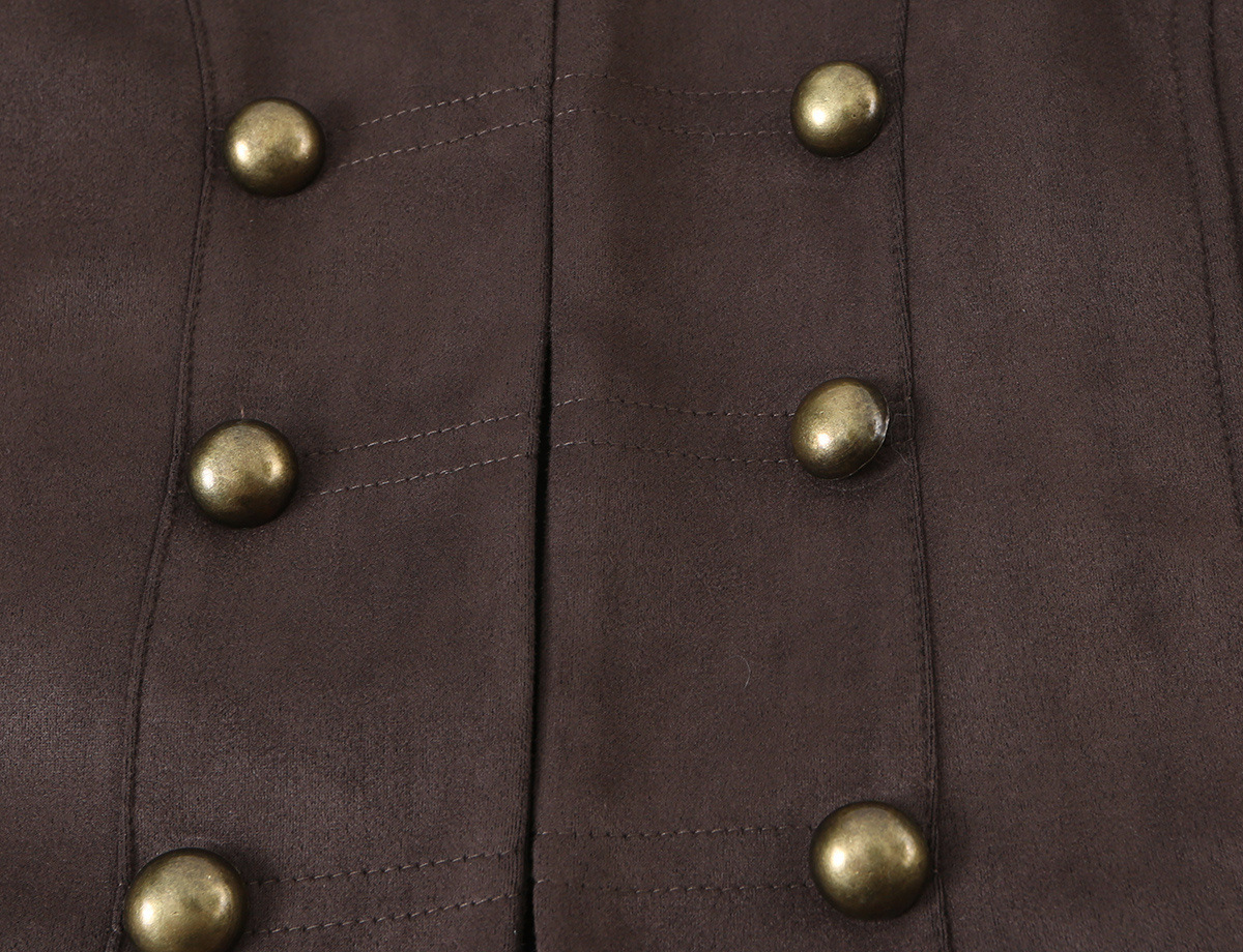 Button-Detail Faux Suede Jacket