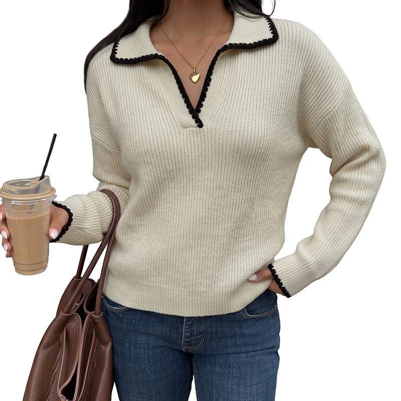 Women's collar long sleeved sweater