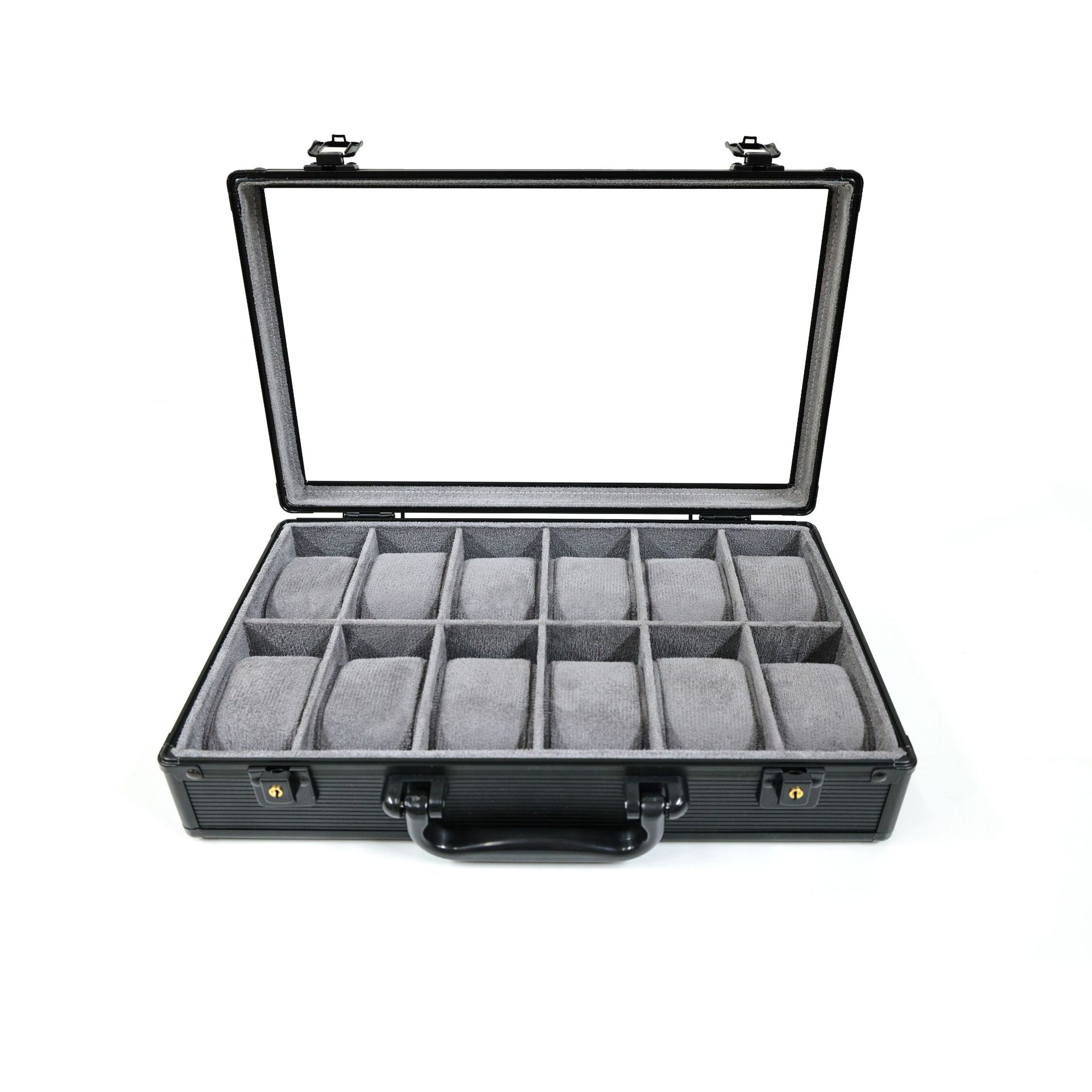 Aluminum alloy carrying case watch storage box 6-person 12 seater green and black watch box