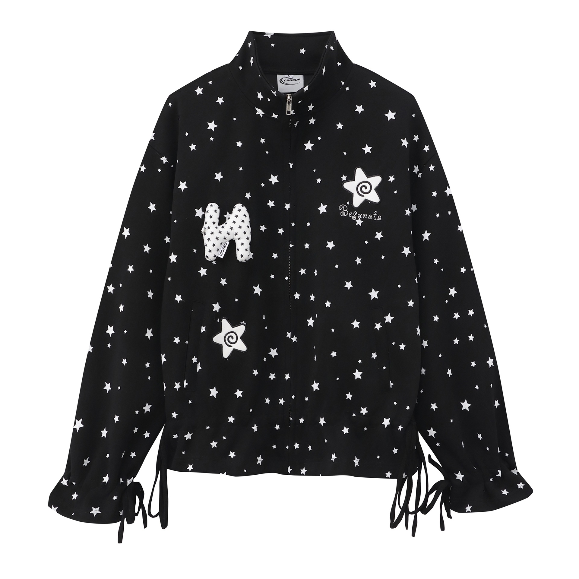 Full printed star drawstring hoodie