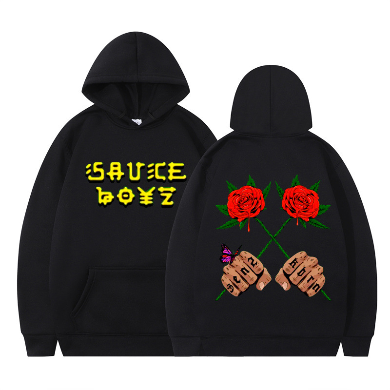 Streetwear Hip Hop High Street Letter Print Long Sleeve Hooded Men's Hoodie