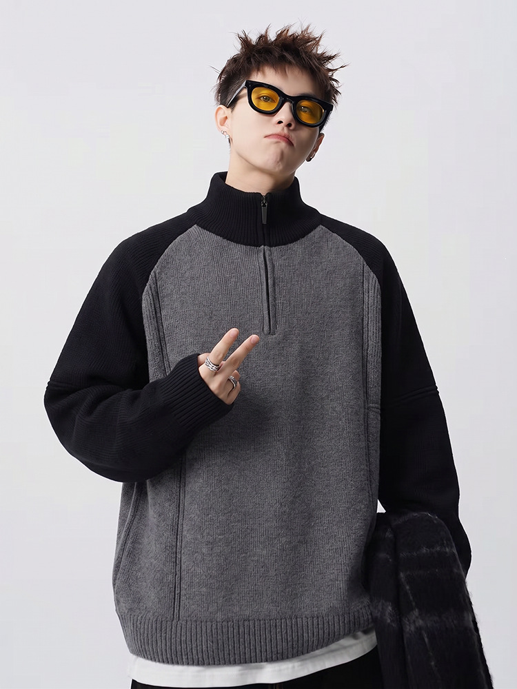 Men's CleanFit Gray Layered Knit Sweater Jacket