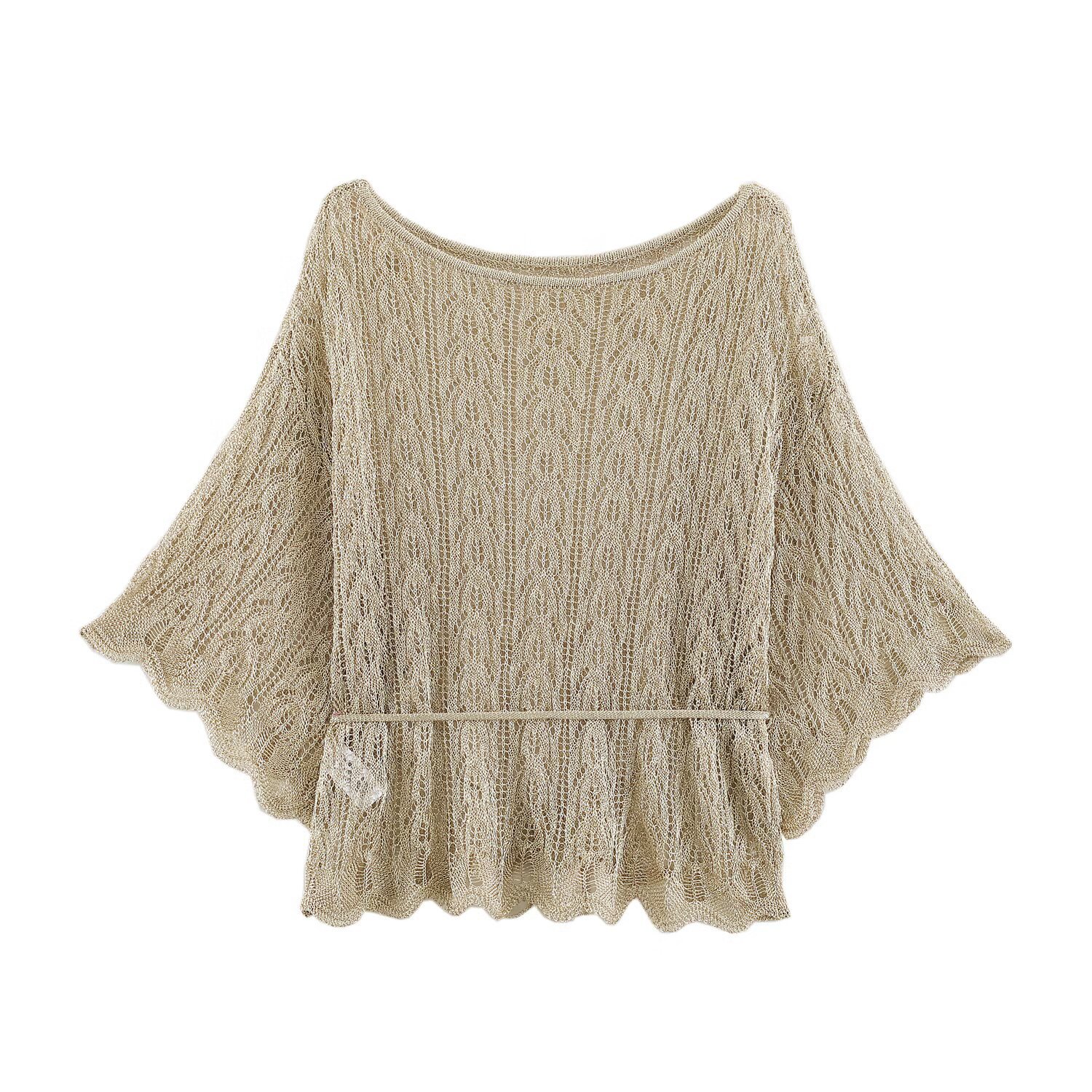 Fringed Tie-Waist Knit Top