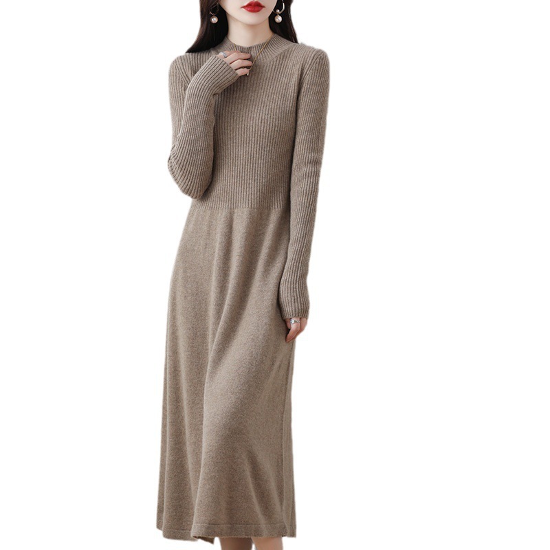 Women's Premium Knit Dress, Waist-Cinching Midi Sweater Dress