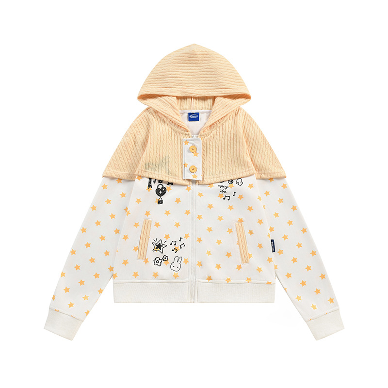 Twisted flower patchwork star hoodie
