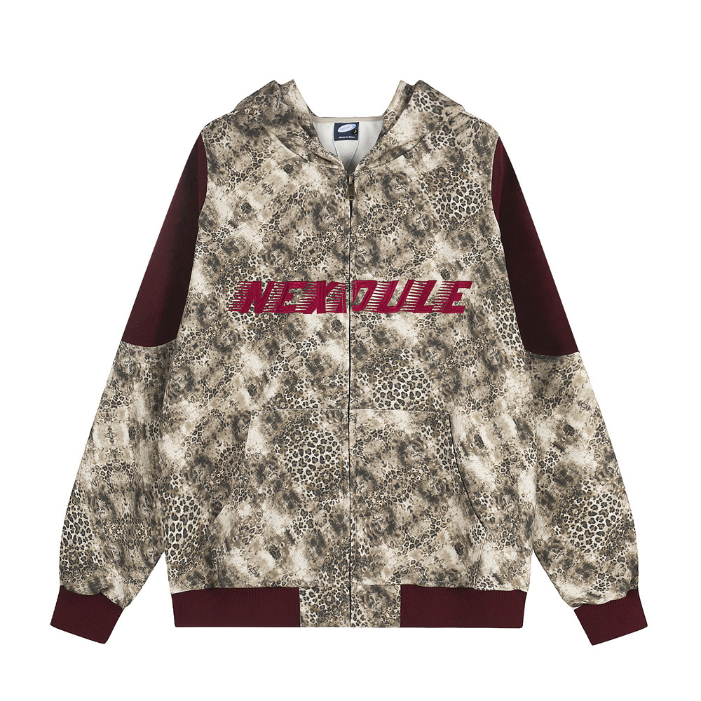 Leopard print vintage hooded sweatshirt