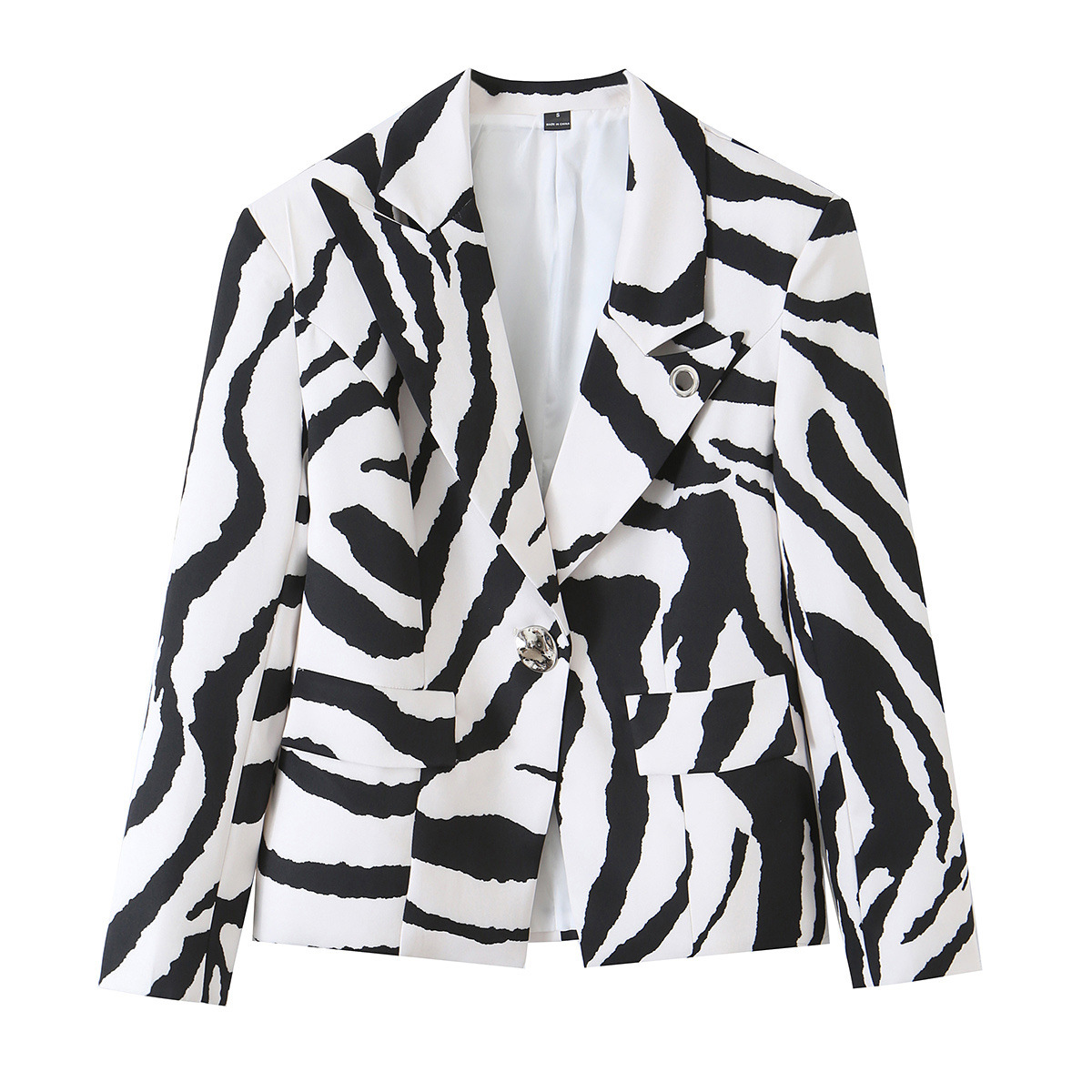 Casual one collar irregular zebra print atmospheric eye suit for women