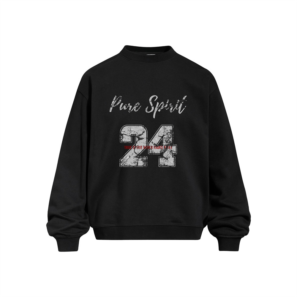 24 digit vintage printed round neck hoodie