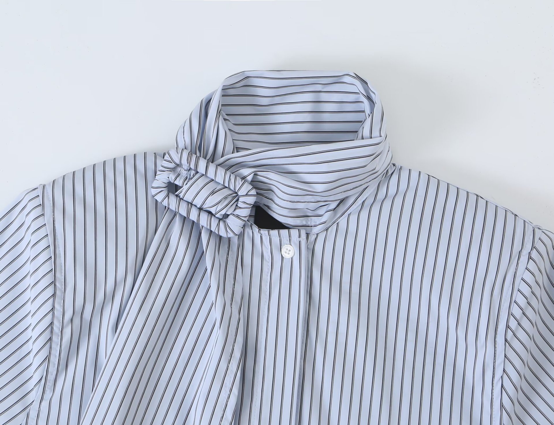 Tie-Neck Striped Shirt