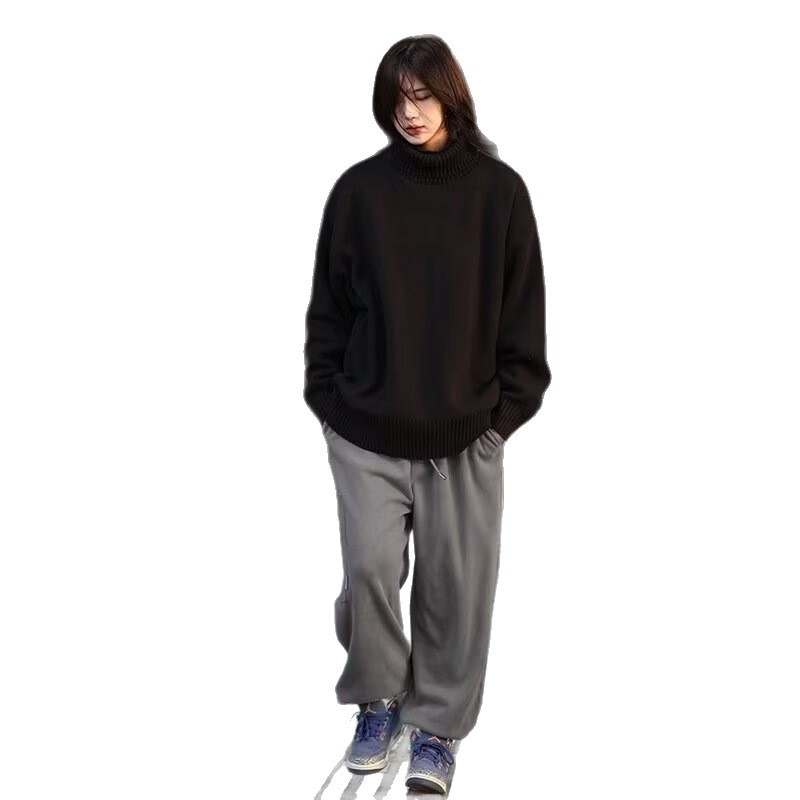 Men's Slouchy Solid Color Long Sleeve Turtleneck Pullover Sweater