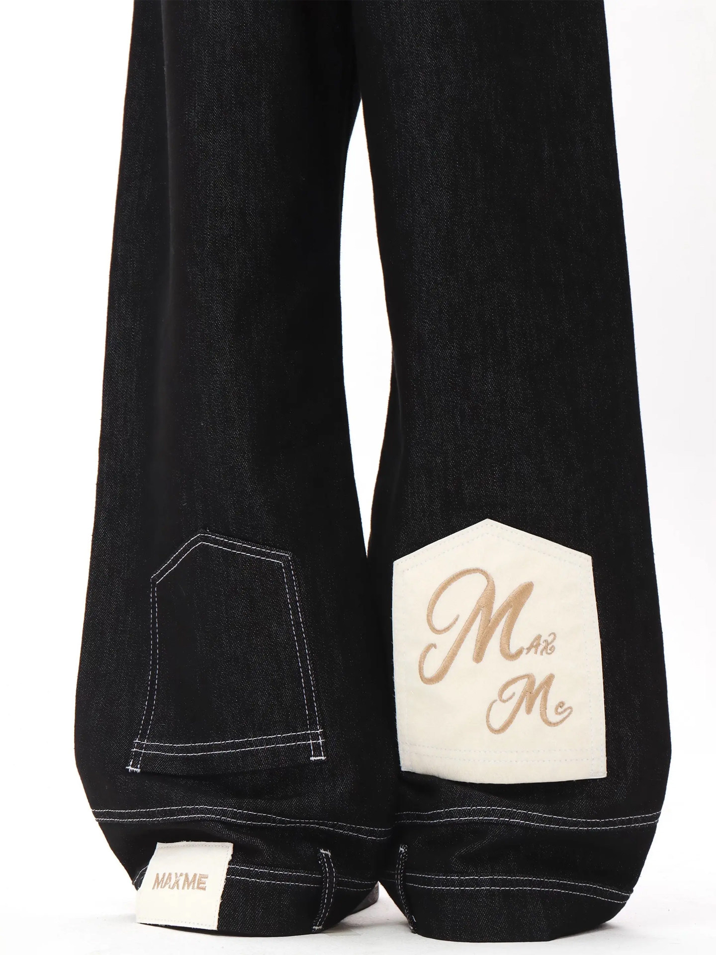 Patch-Detail Wide-Leg Jeans