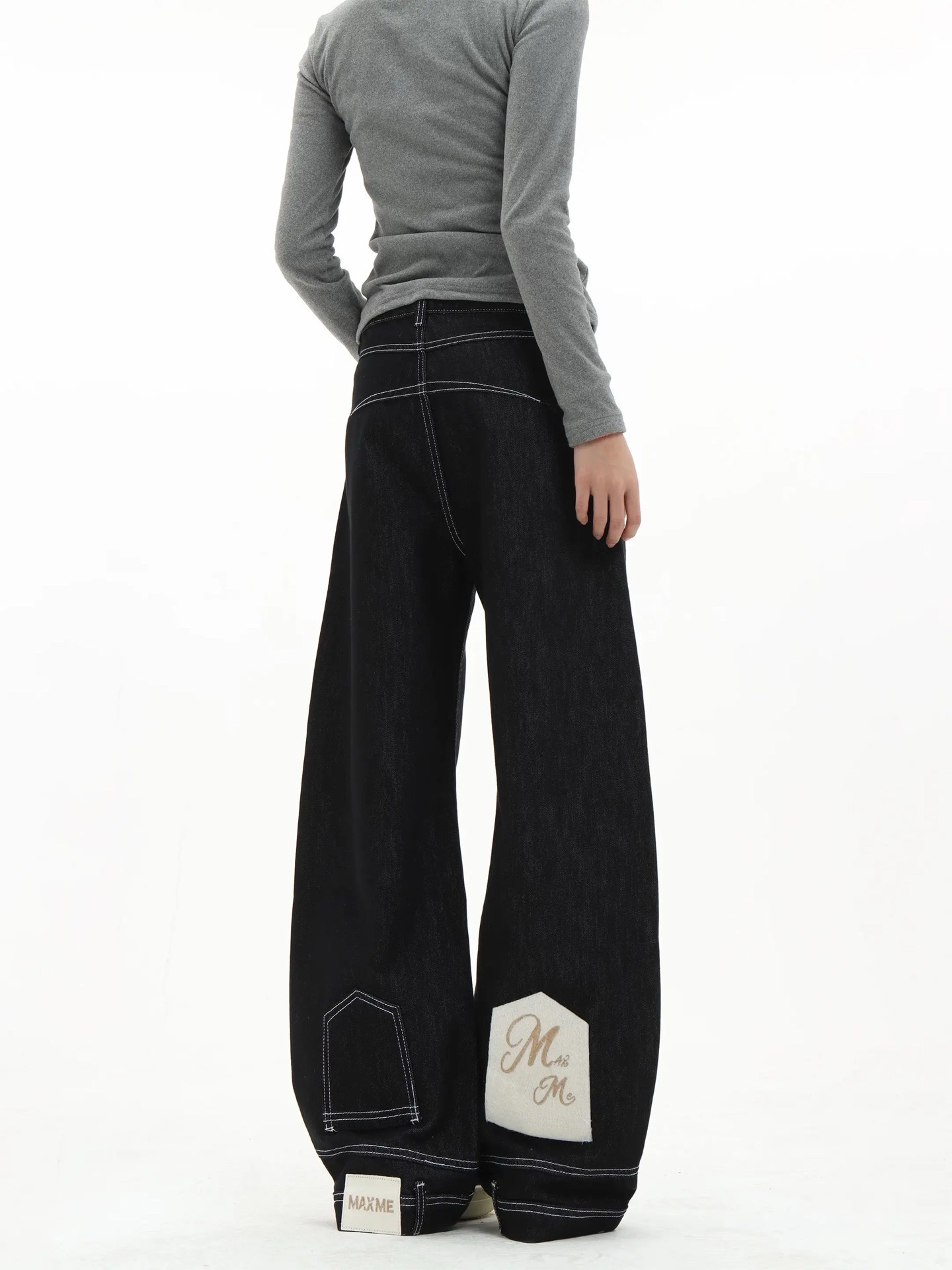 Patch-Detail Wide-Leg Jeans