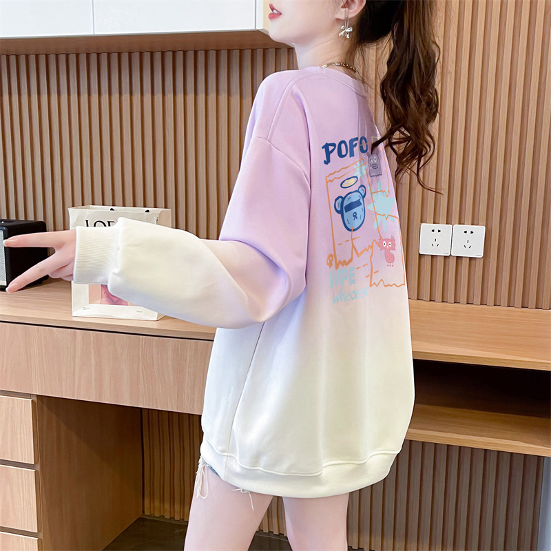 Gradient Long Sleeve Crew Neck Sweatshirt for Women