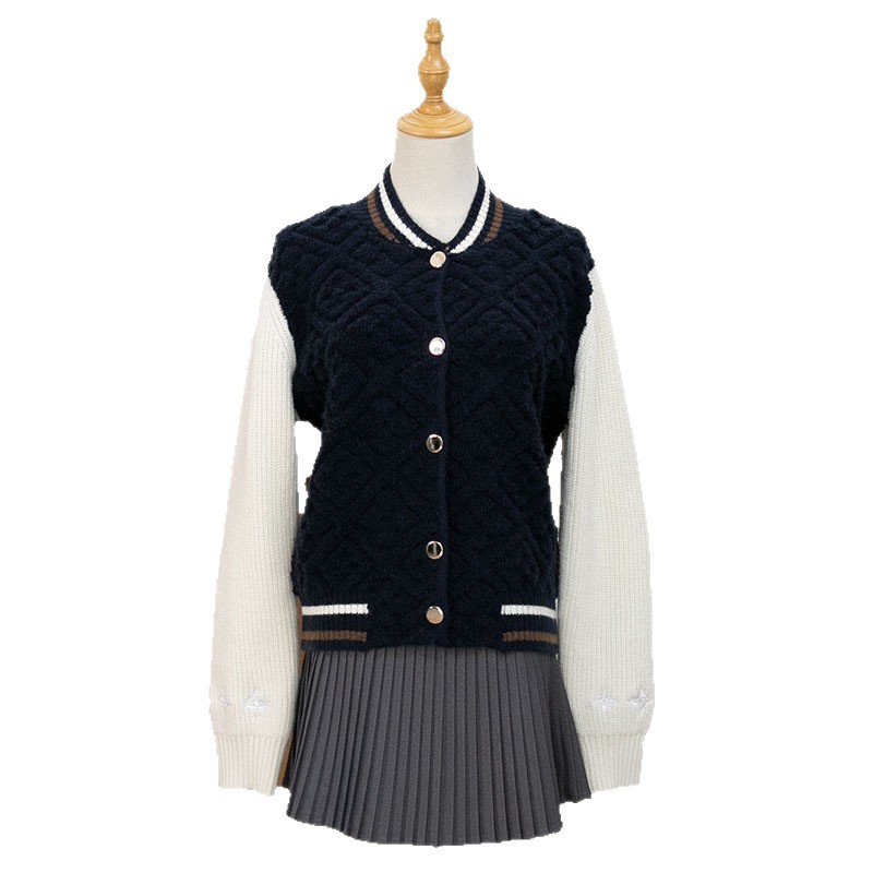 Loose round neck button cardigan sweater