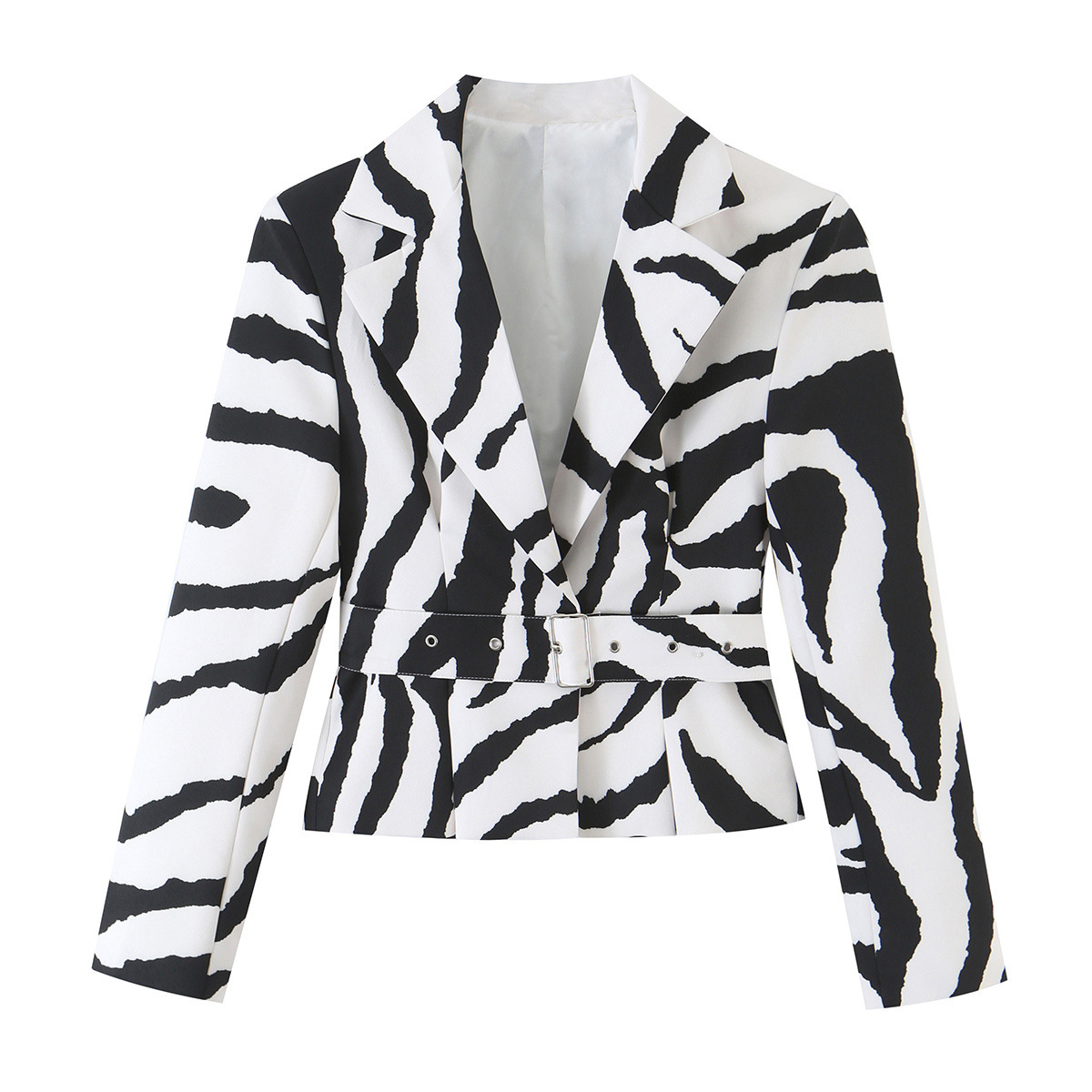 Irregular zebra print suit jacket for women