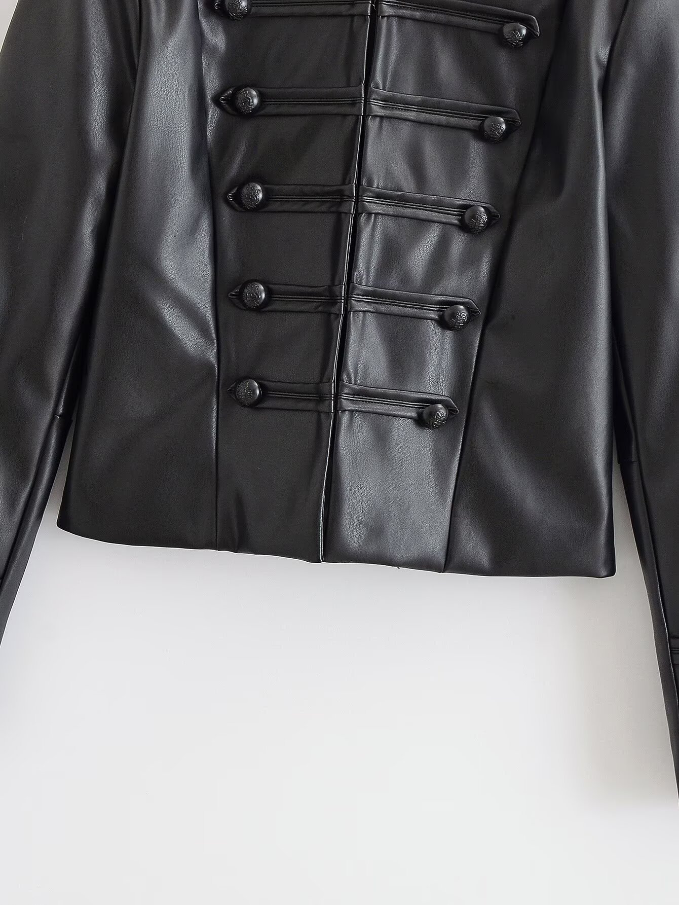 Loop-Fastening Faux Leather Jacket