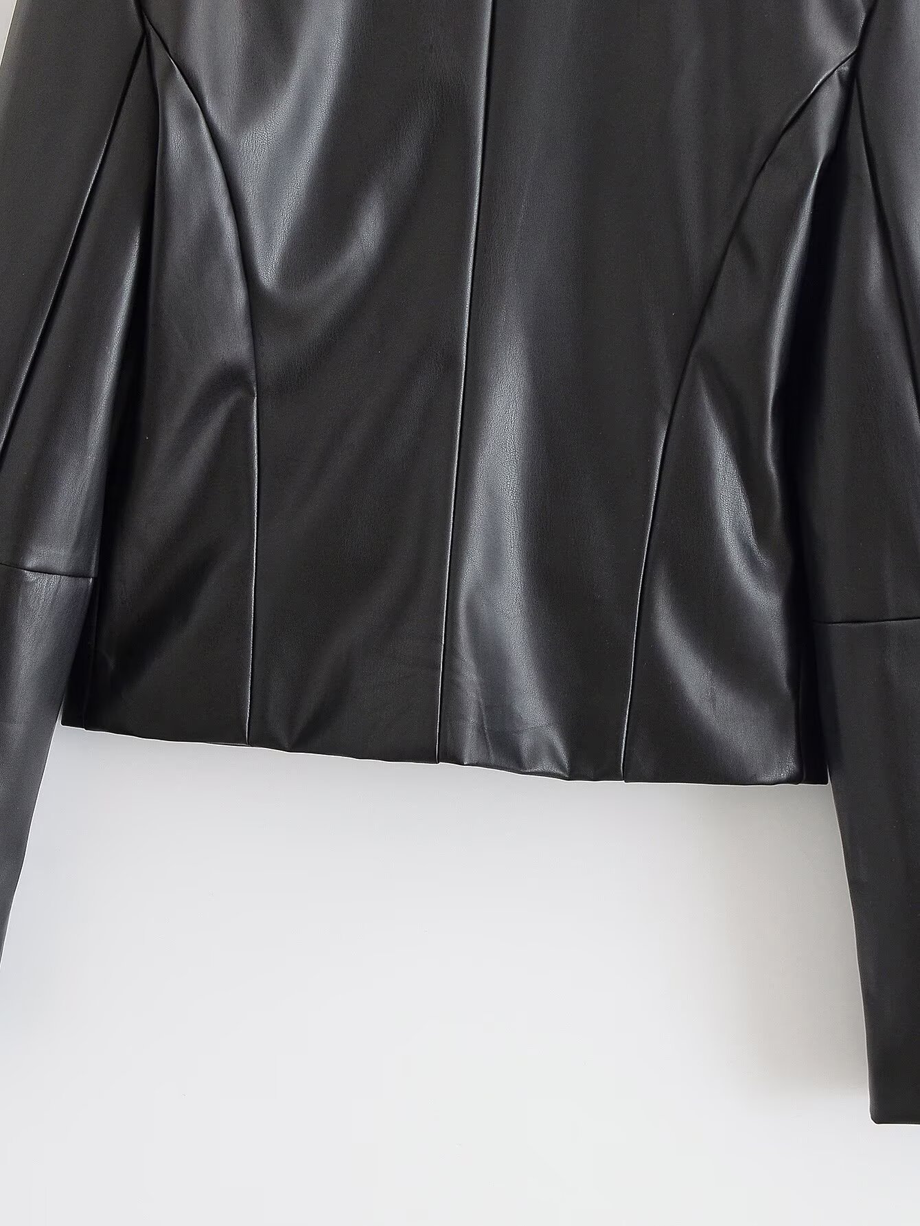 Loop-Fastening Faux Leather Jacket
