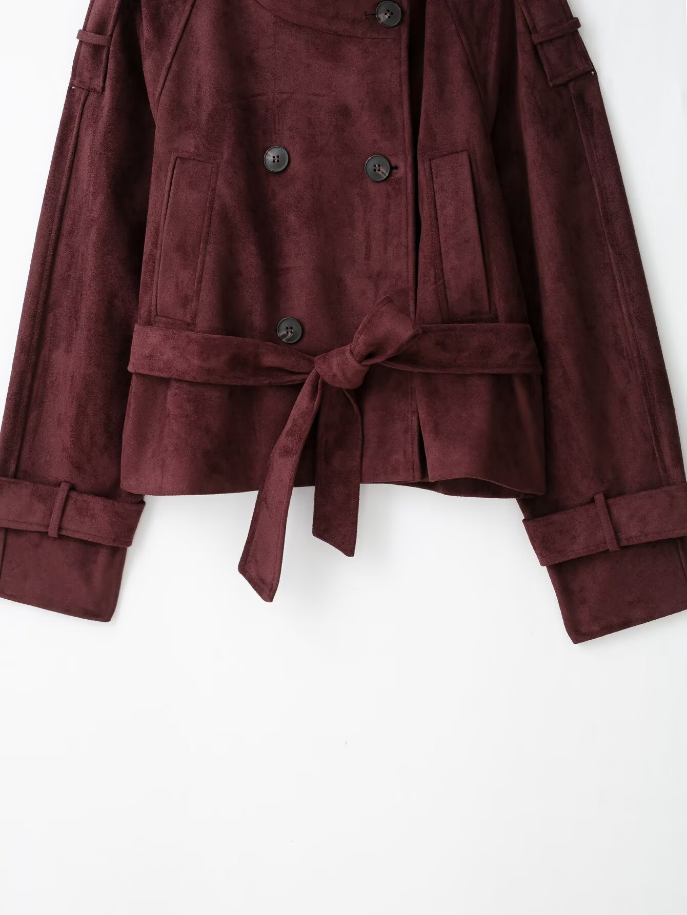 Belted Stand-Collar Jacket