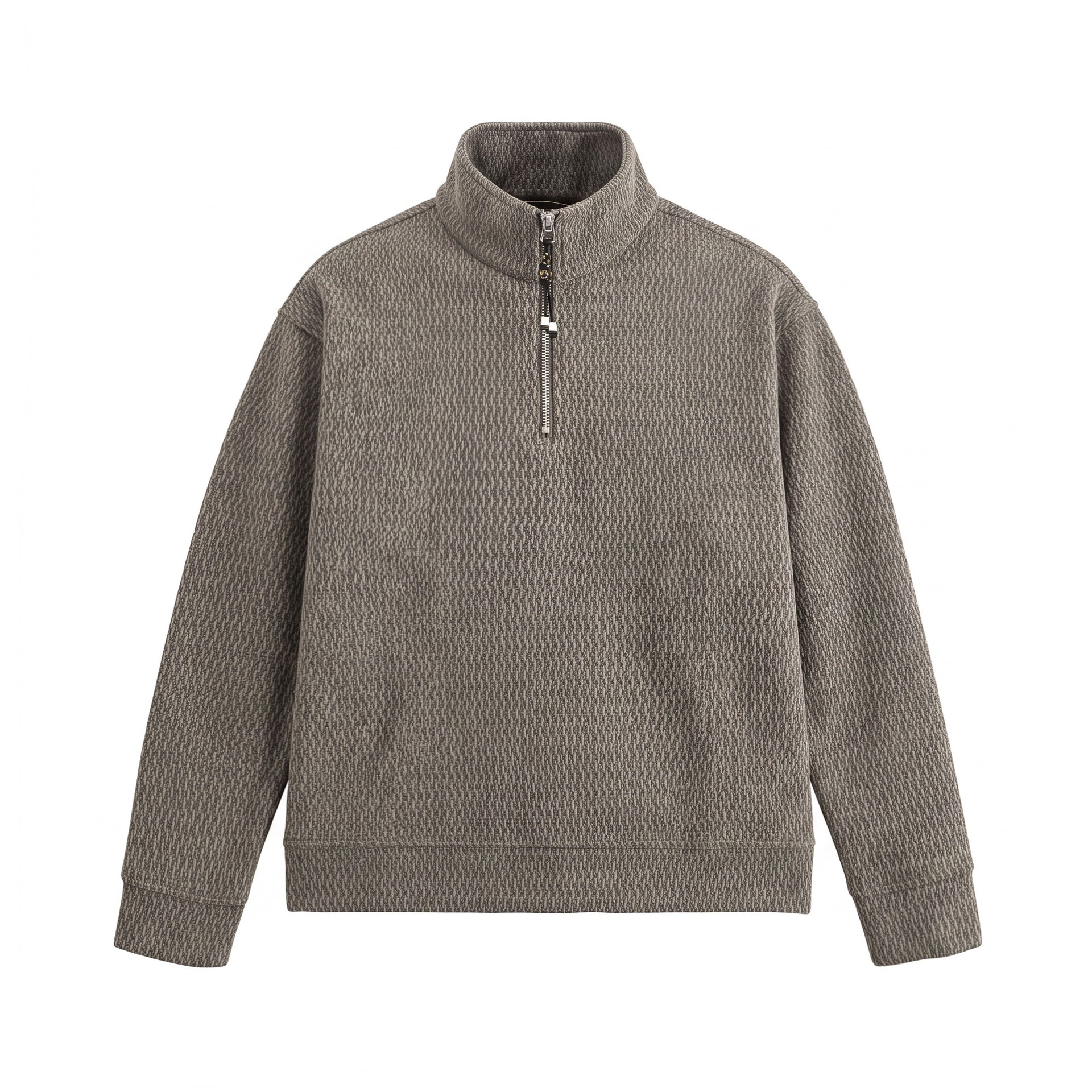 Loose Drop Shoulder Half-Zip Stand Collar Hoodie